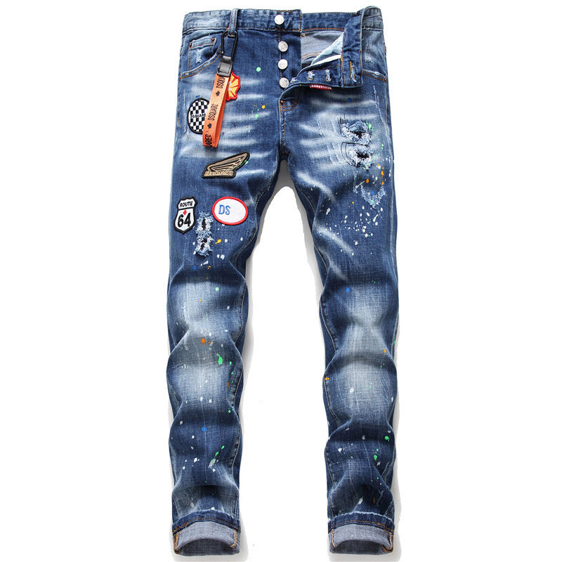 New-DSQ2 Embroidery holes Jeans