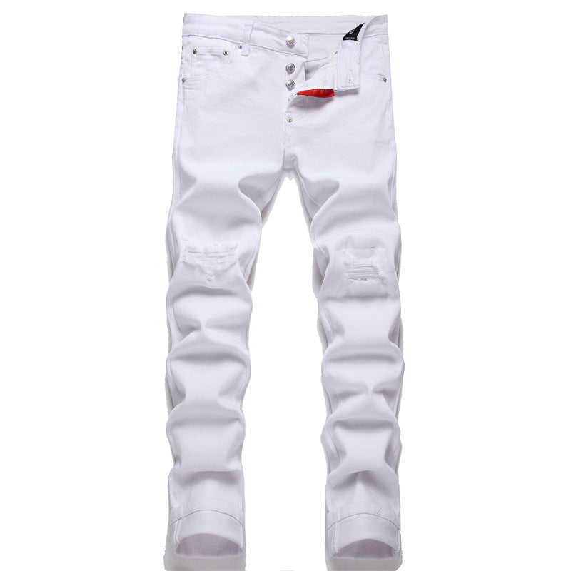 New-DSQ2 Pure white slim fit ripped Jeans