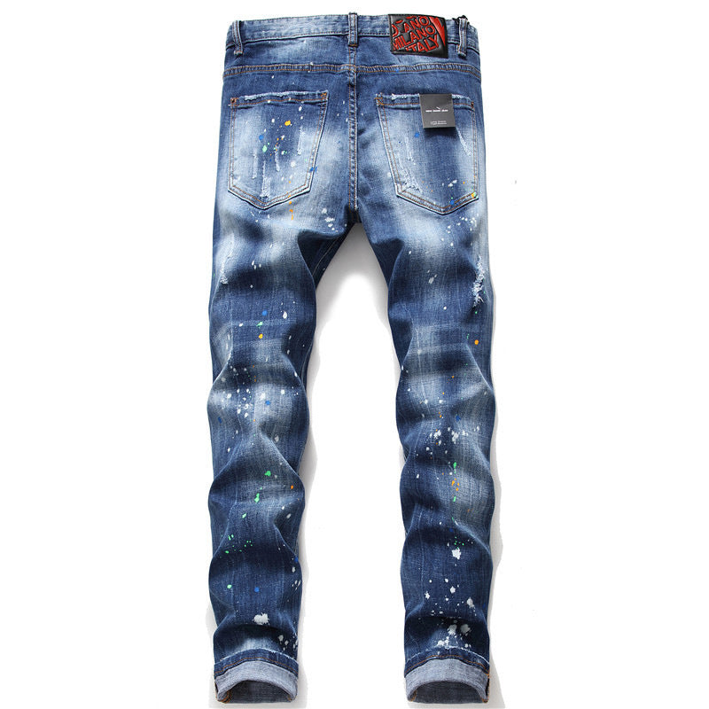 New-DSQ2 Embroidery holes Jeans