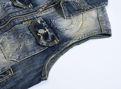 New-DSQ2 24ss zipper Denim vest