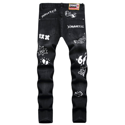 New-DSQ2 little feet graffiti Jeans