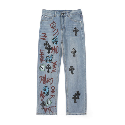 Chrome Hearts American street art cross with straight shaft Pants W1