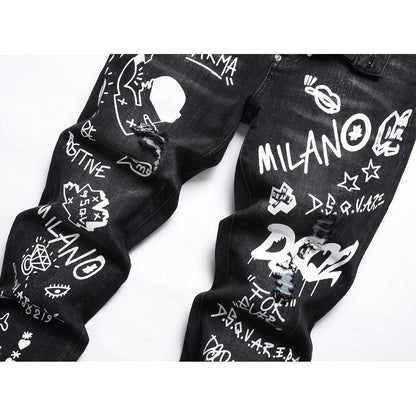 New-DSQ2 little feet graffiti Jeans