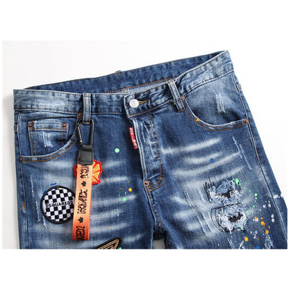 New-DSQ2 Embroidery holes Jeans