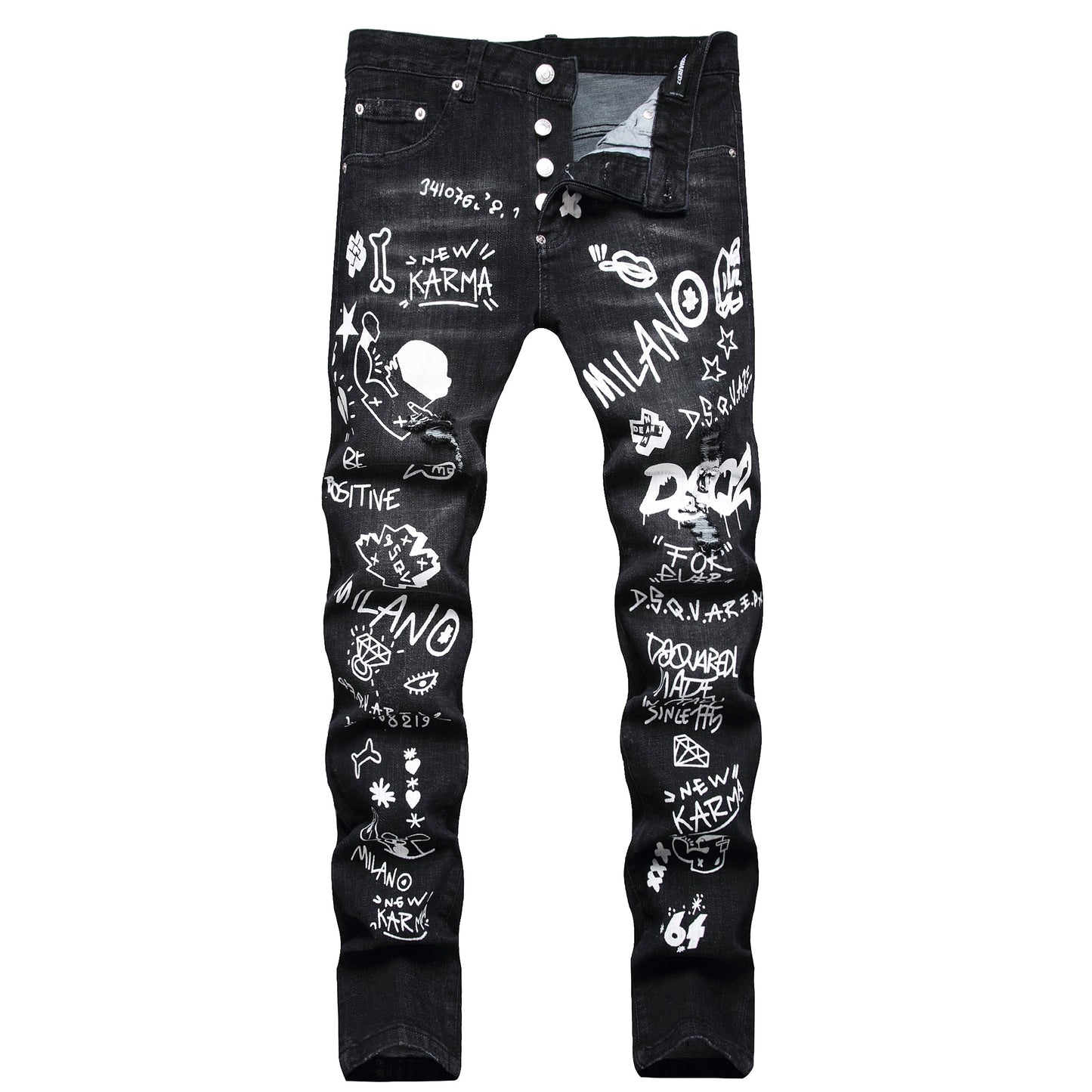 New-DSQ2 little feet graffiti Jeans
