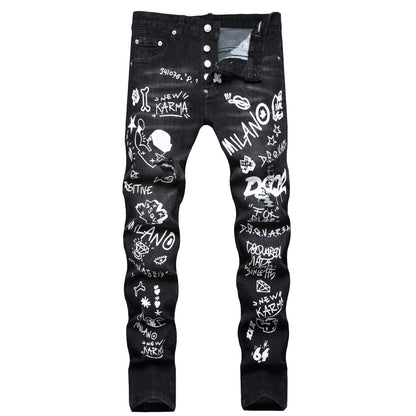 New-DSQ2 little feet graffiti Jeans