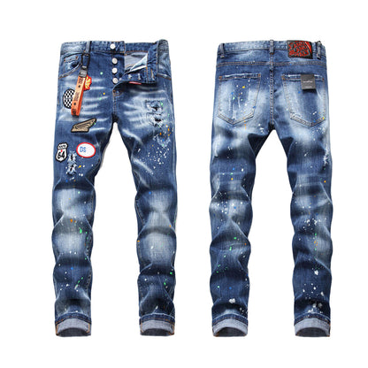 New-DSQ2 Embroidery holes Jeans