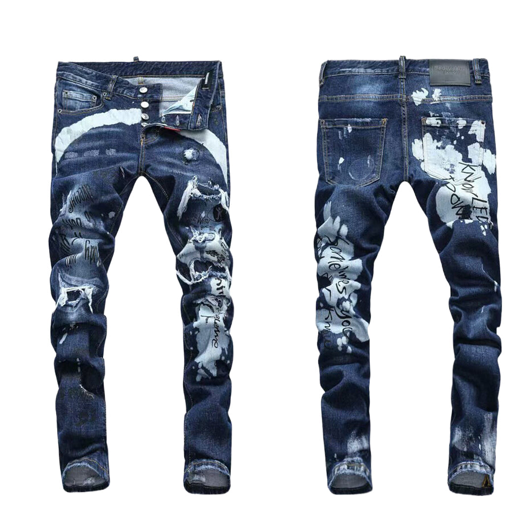 New-DSQ2 hole patch print Jeans