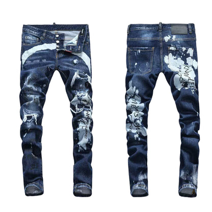 New-DSQ2 hole patch print Jeans