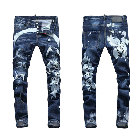 New-DSQ2 hole patch print Jeans