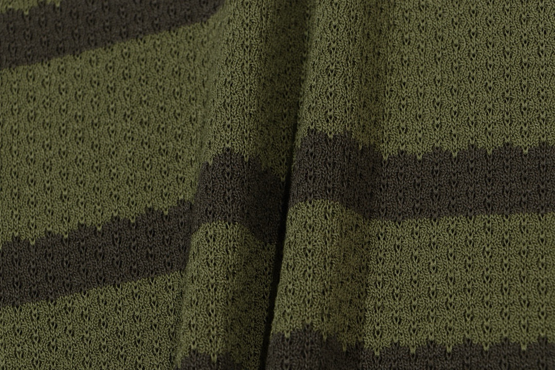 AMIRI Striped Pointelle-Knit Polo Shirt