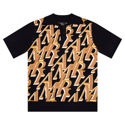 AMIRI Repeat intarsia-knit polo shirt