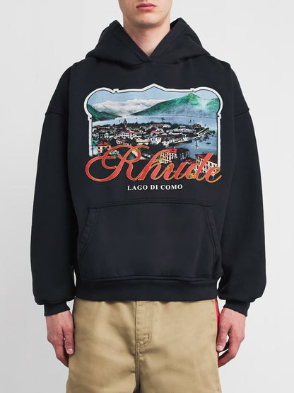 Rhude Black x Harrods Cotton Lago Di Como Hoodie