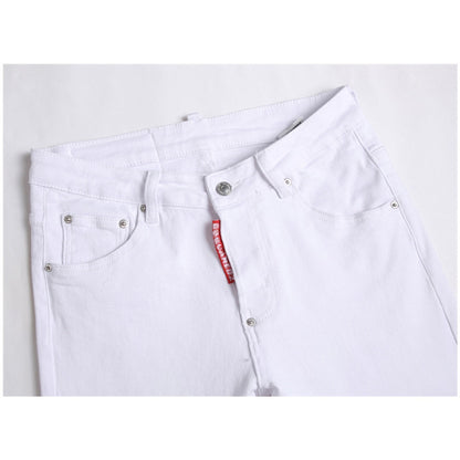 New-DSQ2 Pure white slim fit ripped Jeans