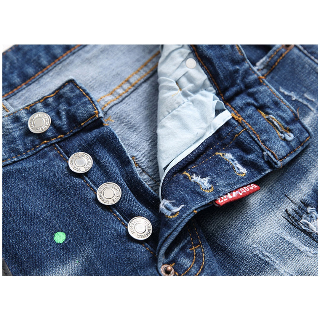 New-DSQ2 Embroidery holes Jeans