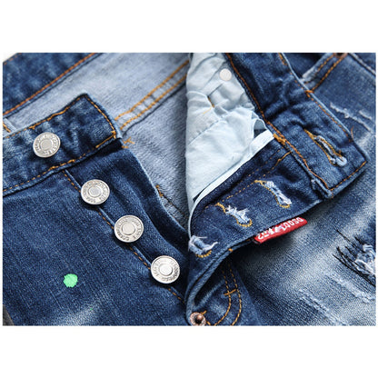 New-DSQ2 Embroidery holes Jeans