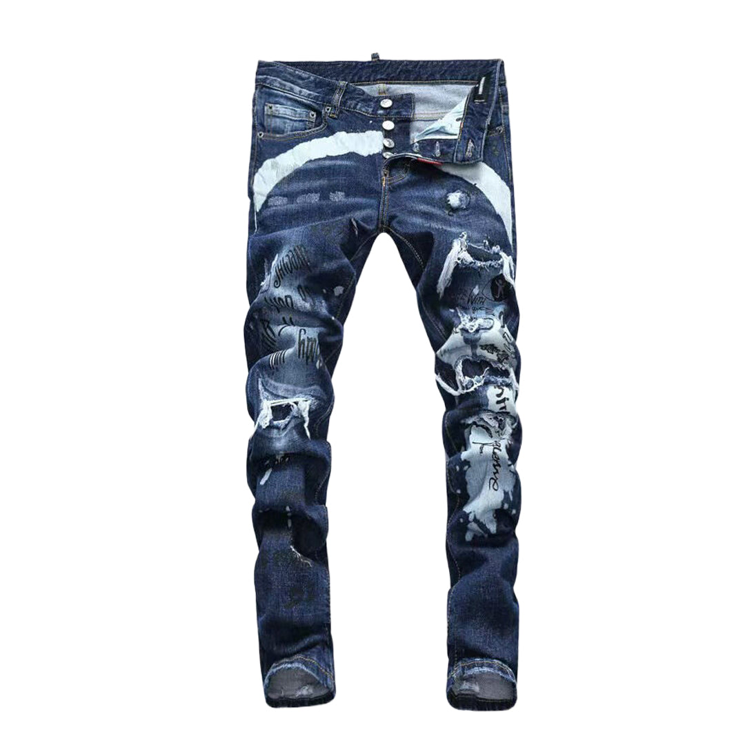 New-DSQ2 hole patch print Jeans