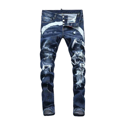 New-DSQ2 hole patch print Jeans