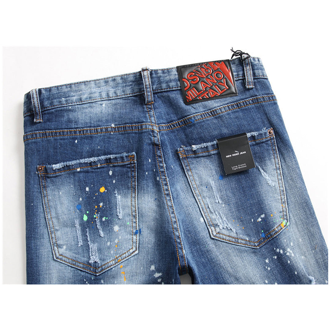 New-DSQ2 Embroidery holes Jeans
