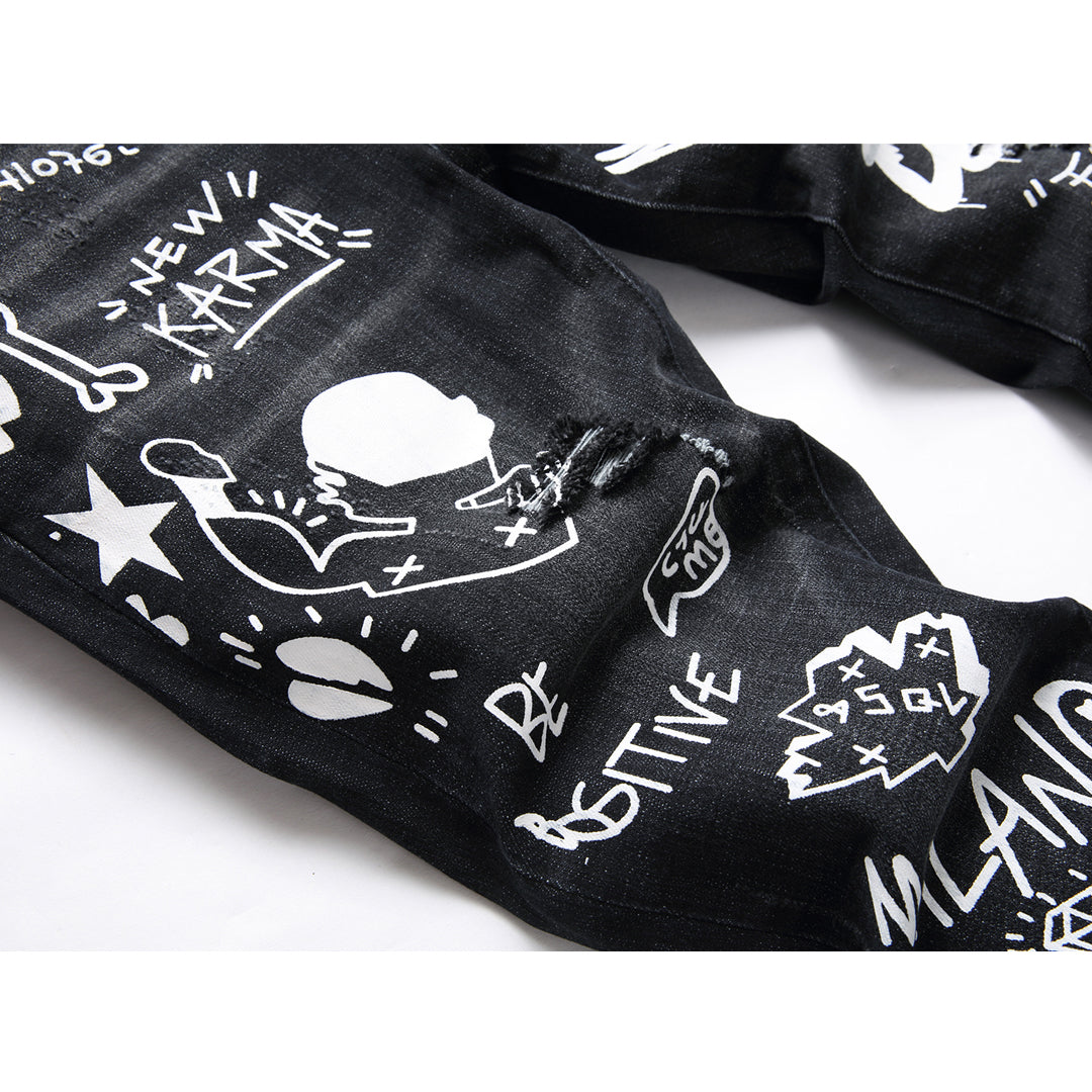 New-DSQ2 little feet graffiti Jeans