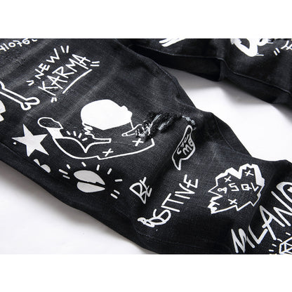 New-DSQ2 little feet graffiti Jeans