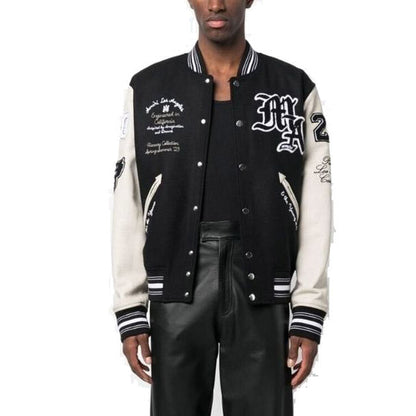 AMIRI logo patch varsity bomber jacket Black
