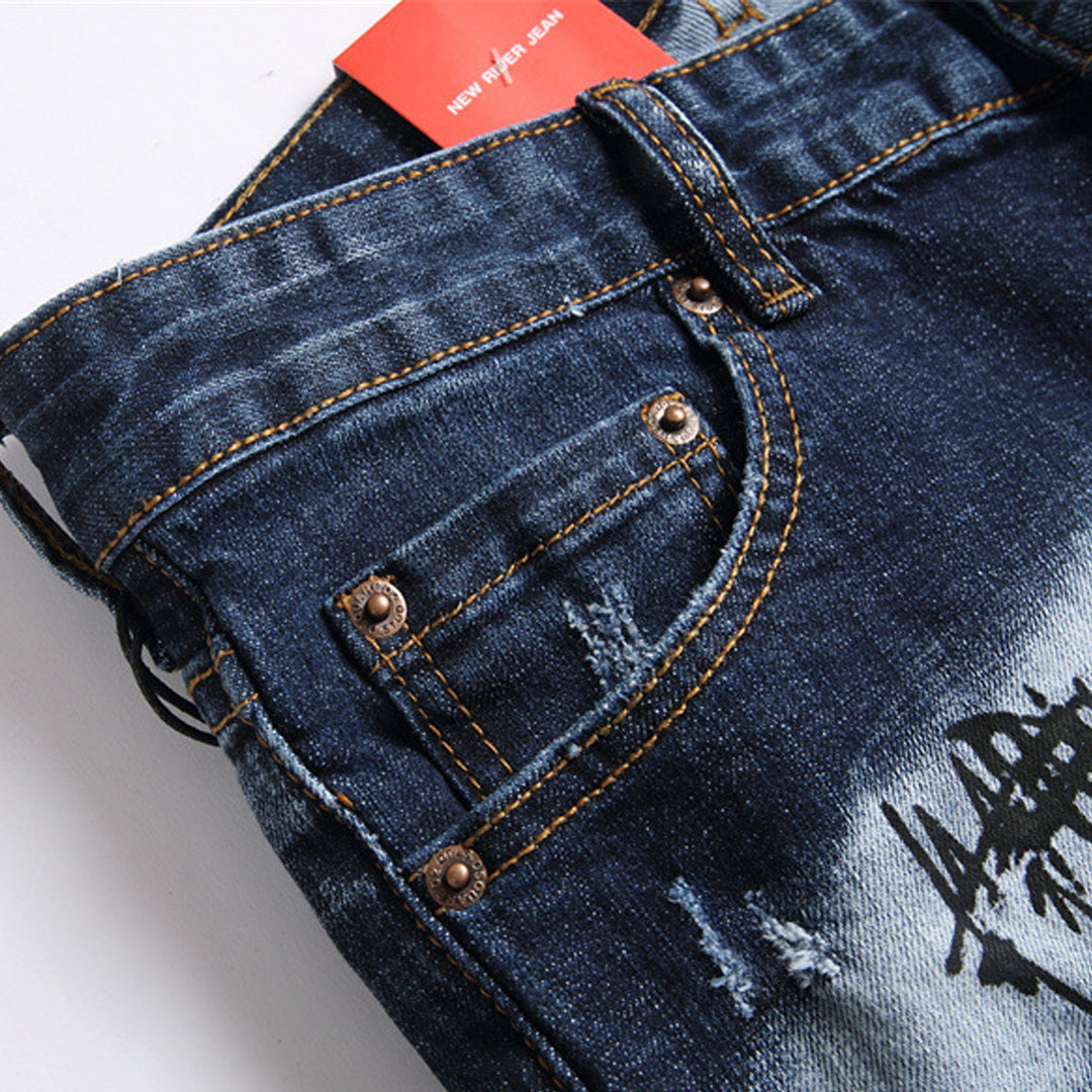 New-DSQ2 hole patch print Jeans