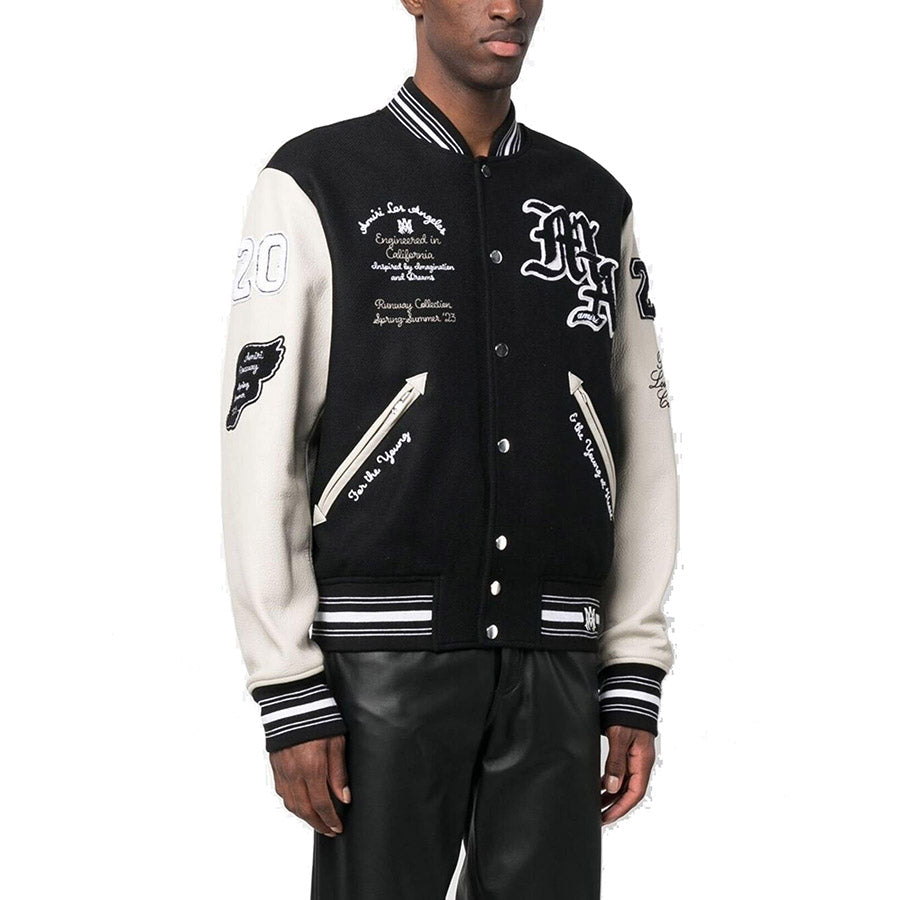 AMIRI logo patch varsity bomber jacket Black