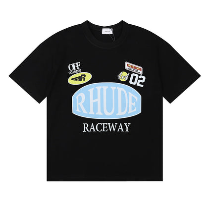 RHUDE Motorsports Track Letter Print T-Shirt