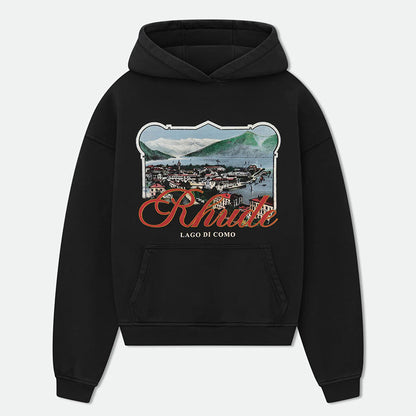 Rhude Black x Harrods Cotton Lago Di Como Hoodie