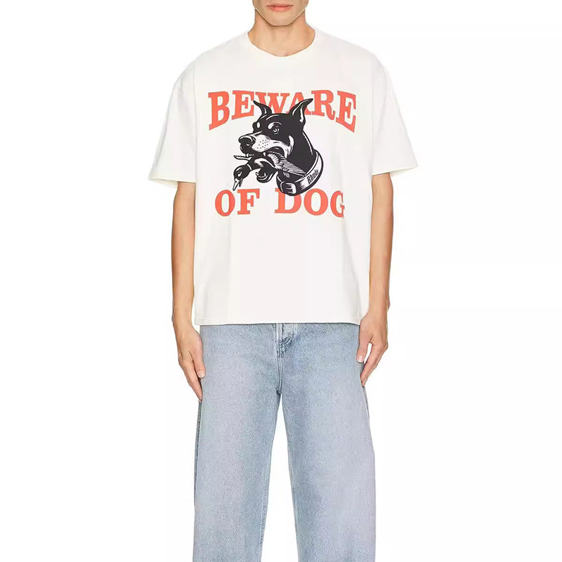 RHUDE Warning Logo Cotton Short-Sleeve T-Shirts